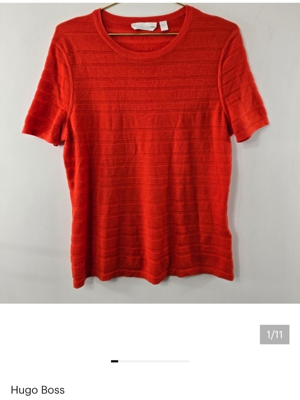 Boss Hugo Boss Superfine Merino Wool Short Sleeve Tonal Stripe Sweater Shell L